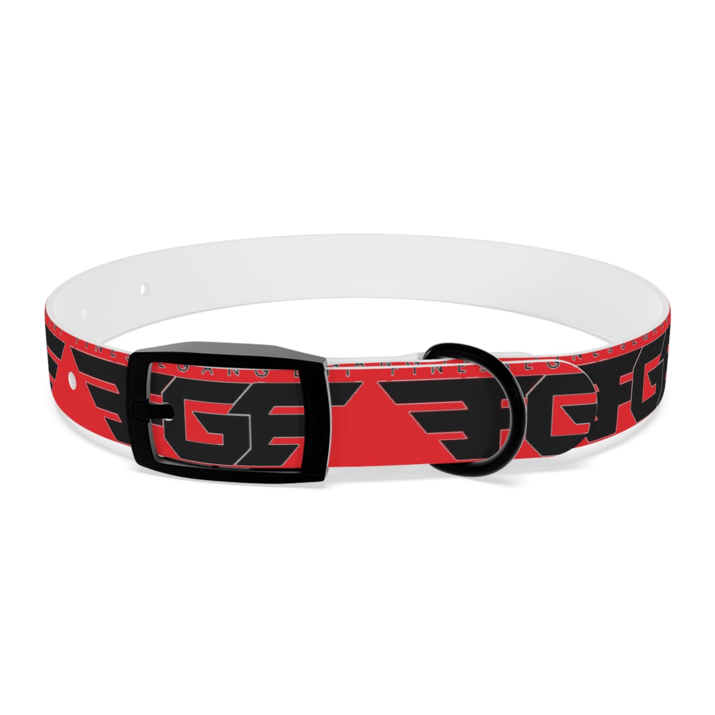 Bold Stylish Dog Collar - Vibrant Red Design with Logos for Trendy Pets