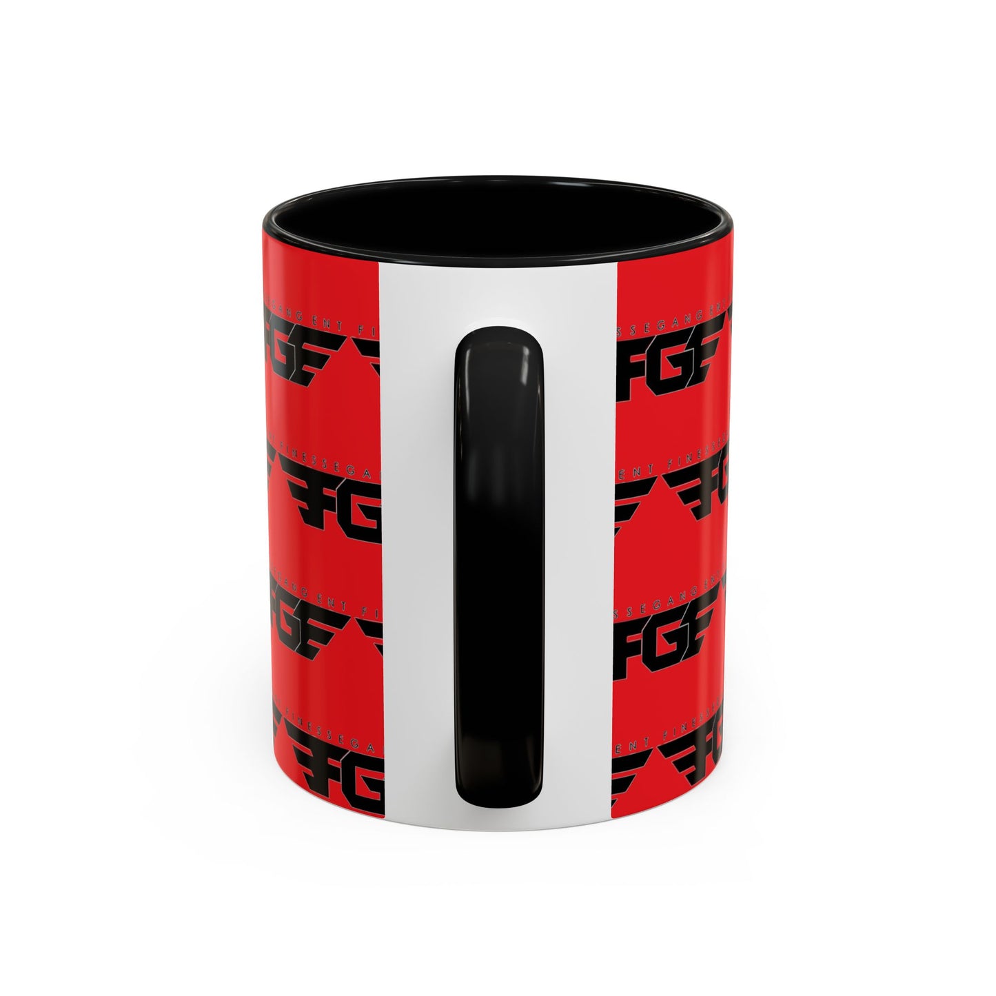 FGE Accent Coffee Mug — Bold Red & Black FGF Logo Pattern (11/15oz)