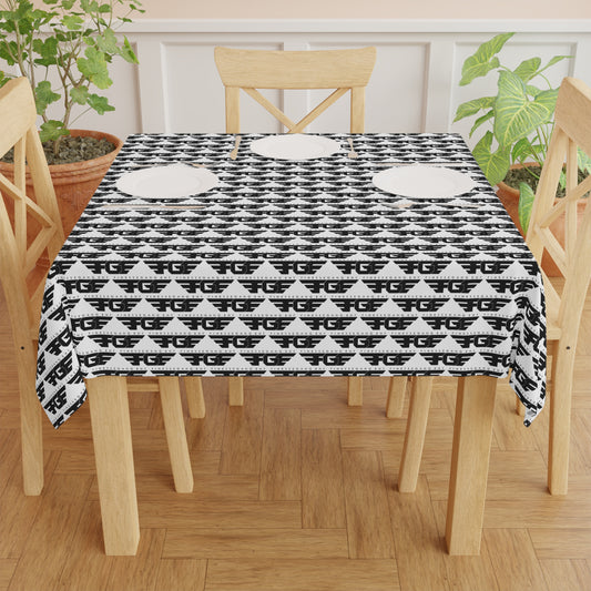 Modern FGE Black & White Tablecloth - Stylish Dining Decor, Home Table Accent, Party Table Cover, Minimalist Home Decor, Gift for Hostess