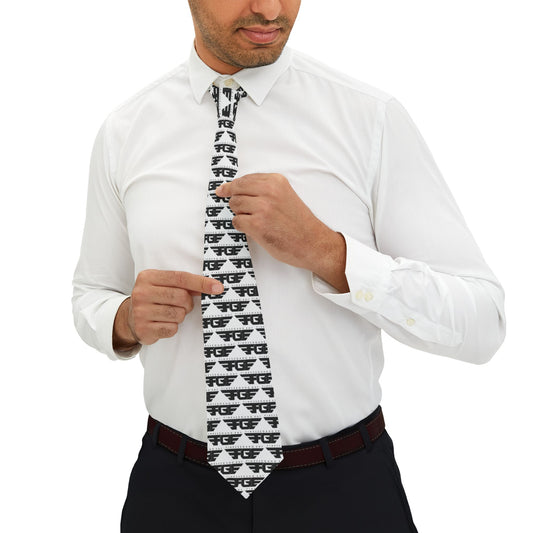Stylish FGE Necktie for Formal Occasions, Fashion Accessory, Gift for Him, Office Wear, Wedding Attire, Modern Tie, Black and White Design