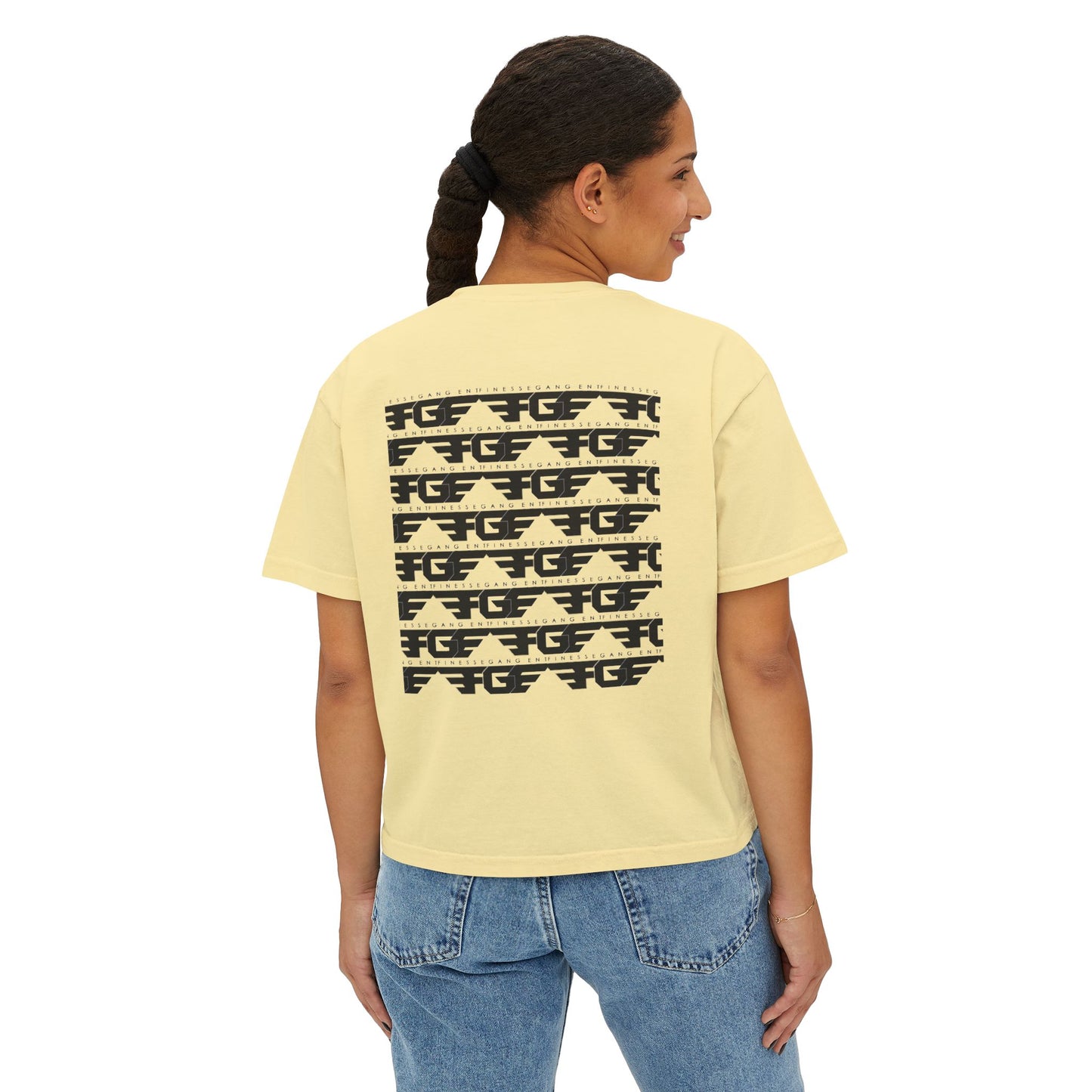 Chic FGE Women's Boxy Tee - Trendy Graphic Design for Everyday Style