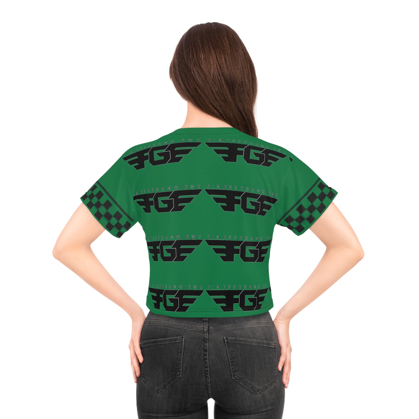 Green FGE Urban Style Graphic Crop Tee