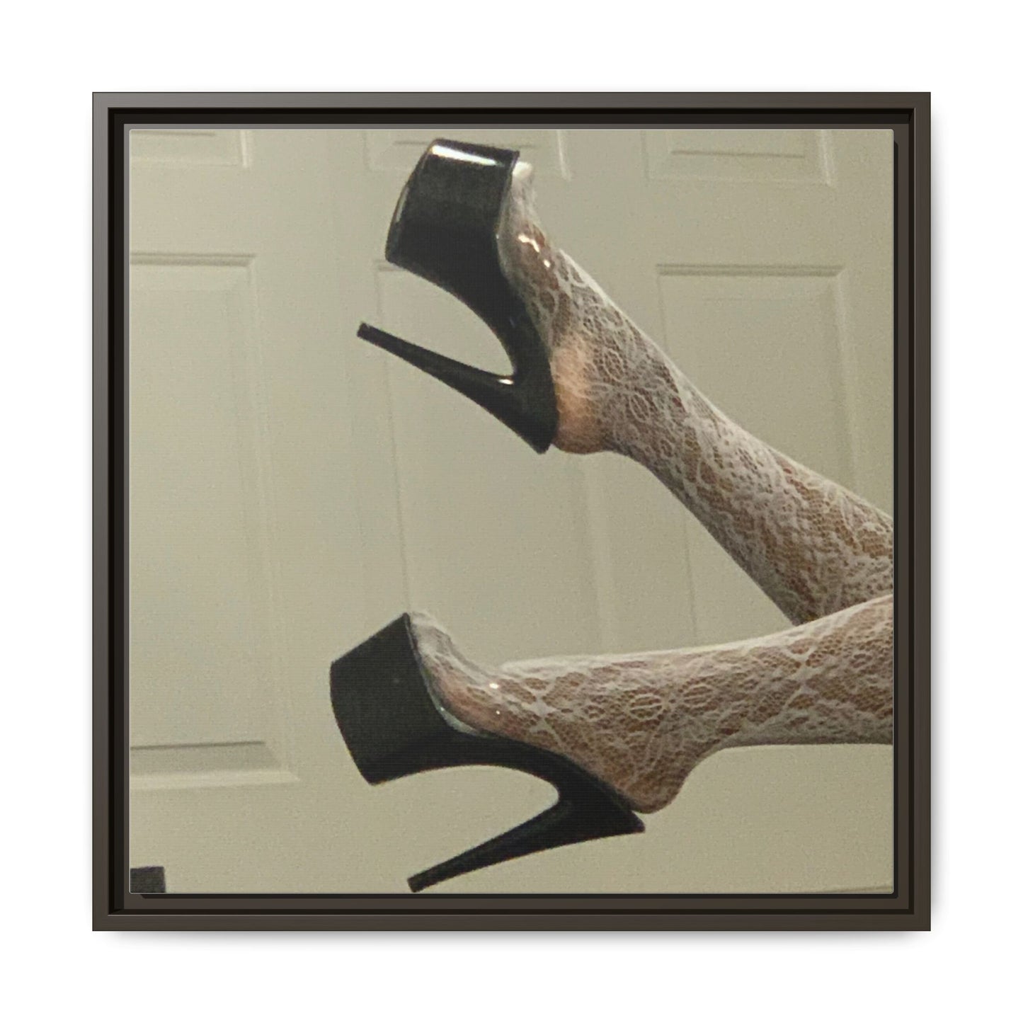 TORRIRAINN Framed Canvas Art - Lace Stockings with Platform Heels