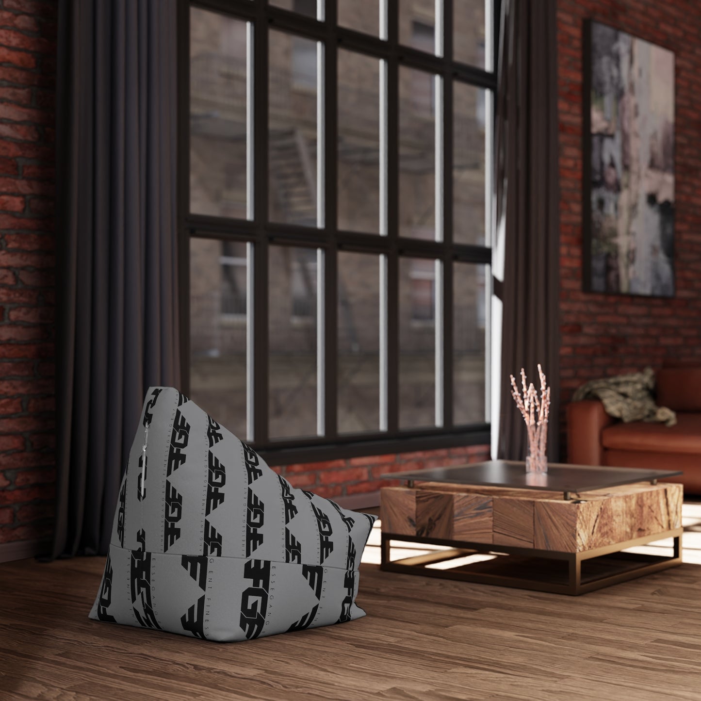 FGE Stylish Bean Bag Chair Cover - Modern Grey Design for Relaxation and Fun