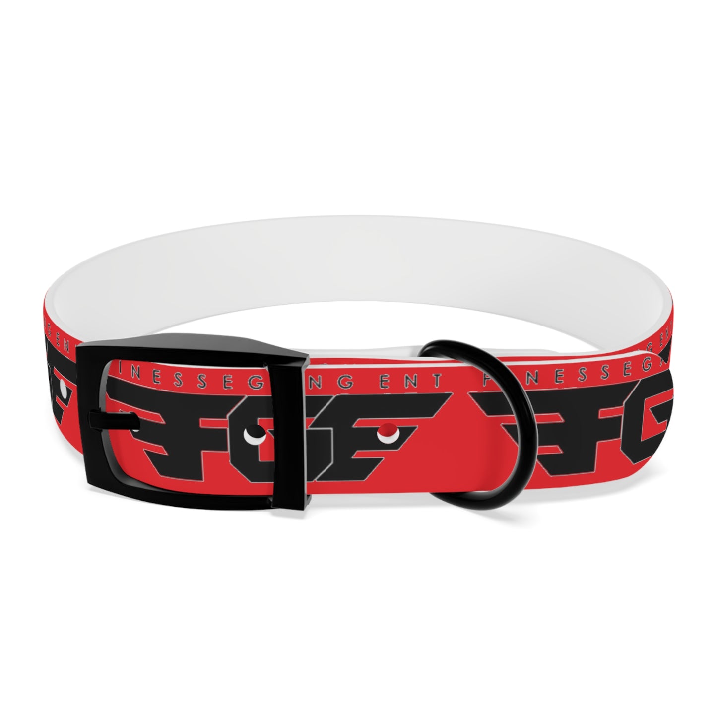 Bold Stylish Dog Collar - Vibrant Red Design with Logos for Trendy Pets