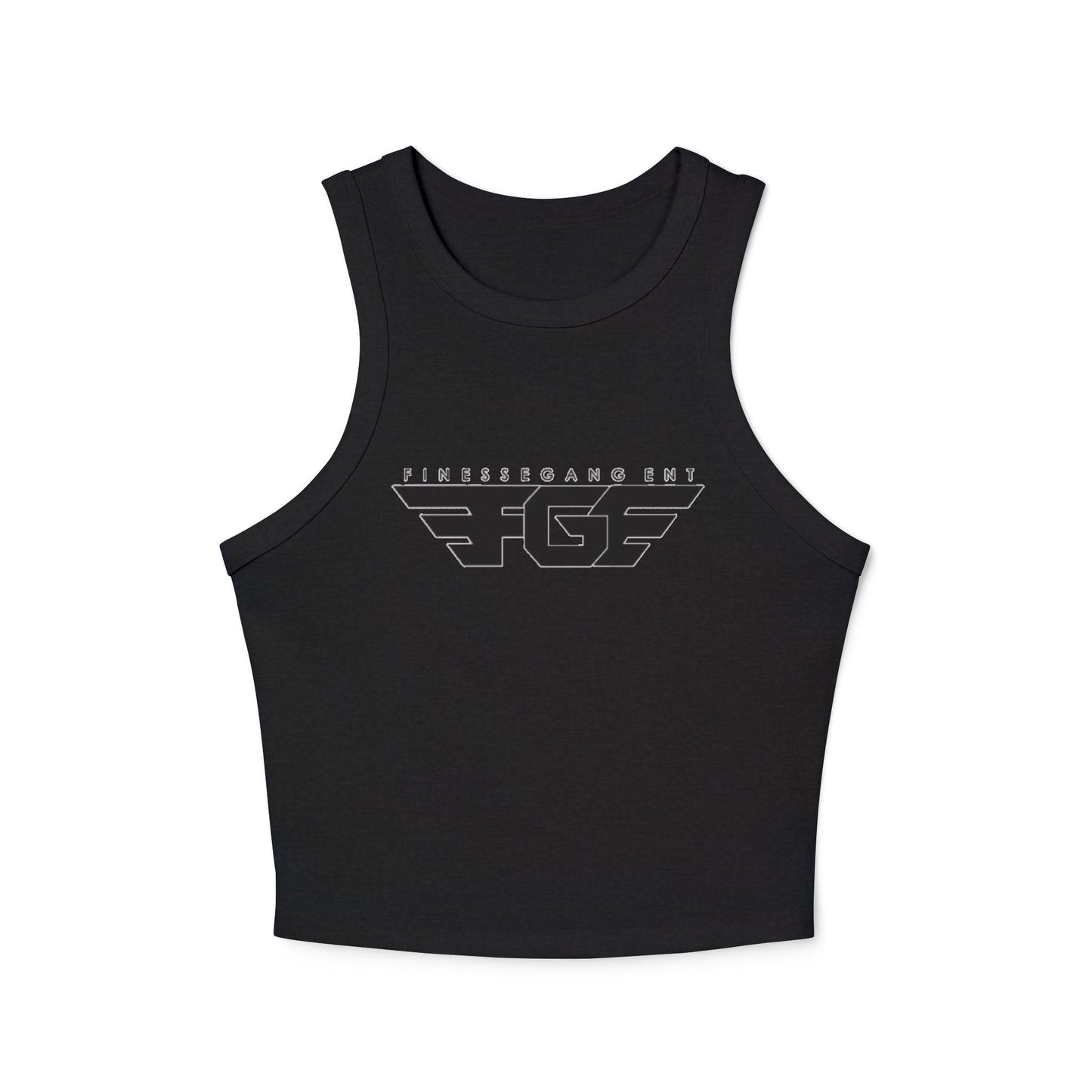FGE Women’s Micro Rib Racer Tank Top - Finessé Agent Graphic Tee for Casual Style