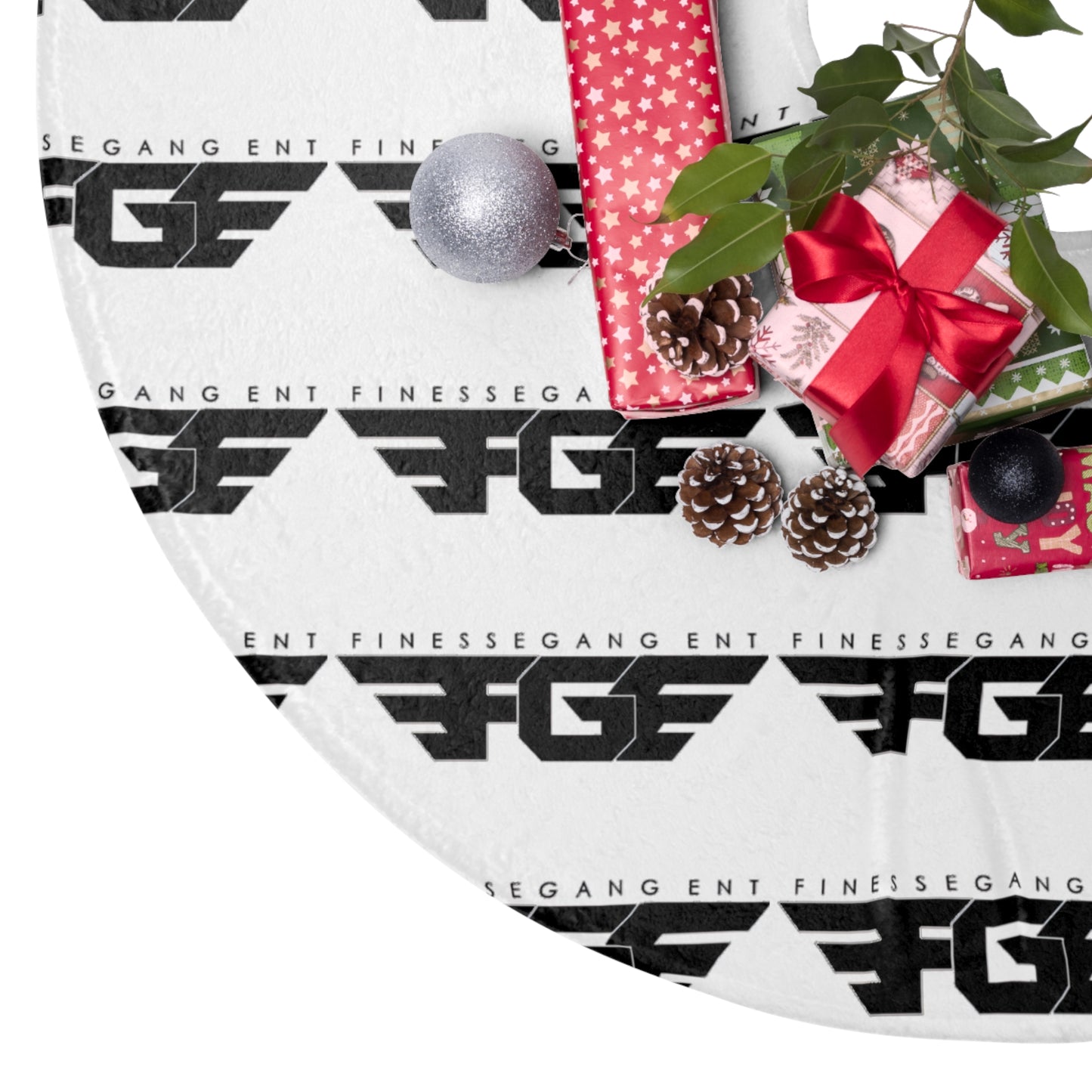 Modern FGE Black and White Christmas Tree Skirt