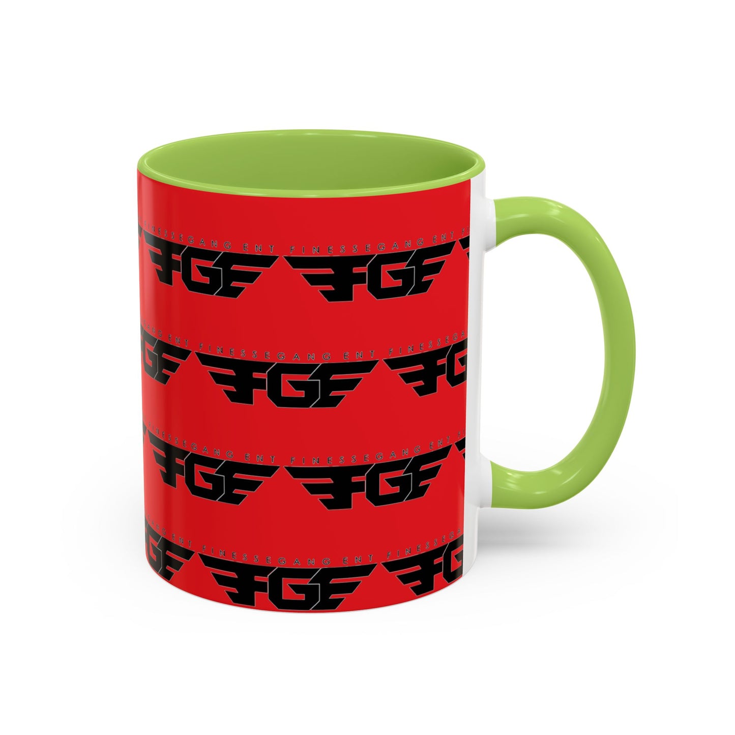FGE Accent Coffee Mug — Bold Red & Black FGF Logo Pattern (11/15oz)