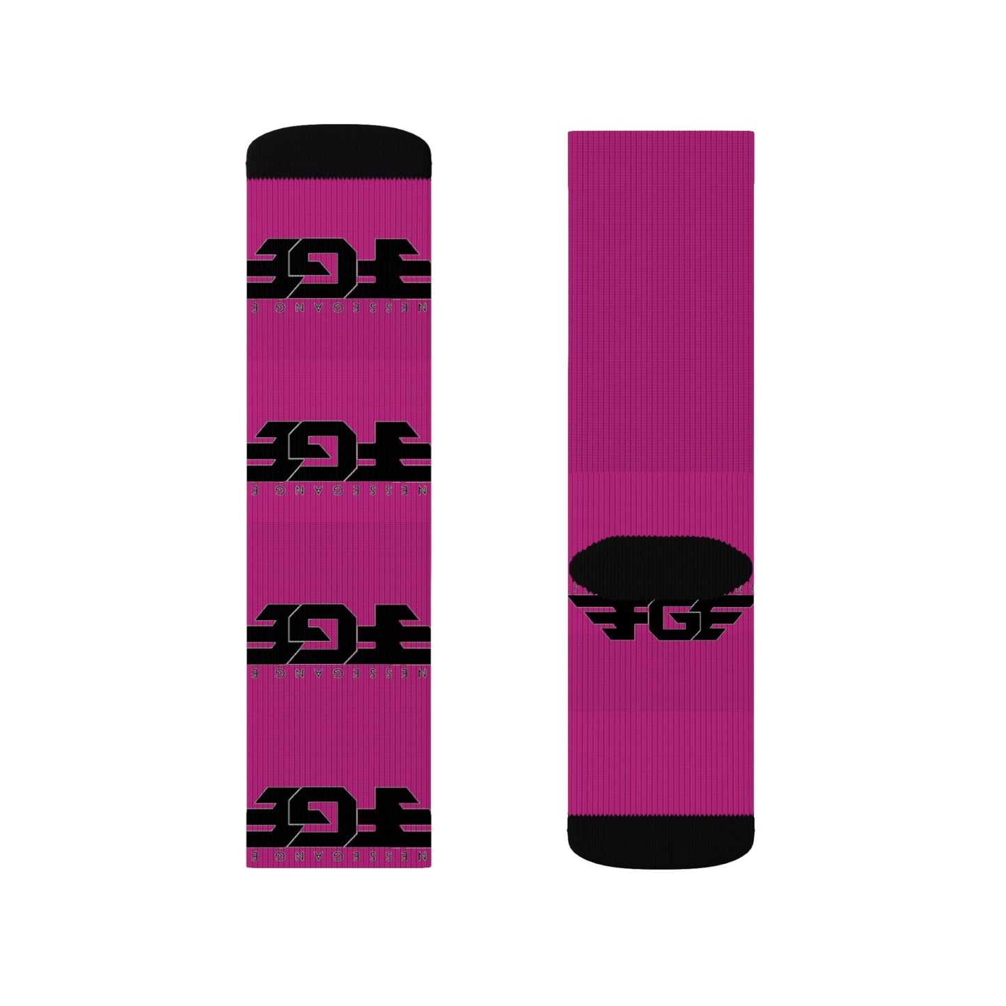 FGE Magenta Logo Sublimation Socks - Bold Branded Crew Socks