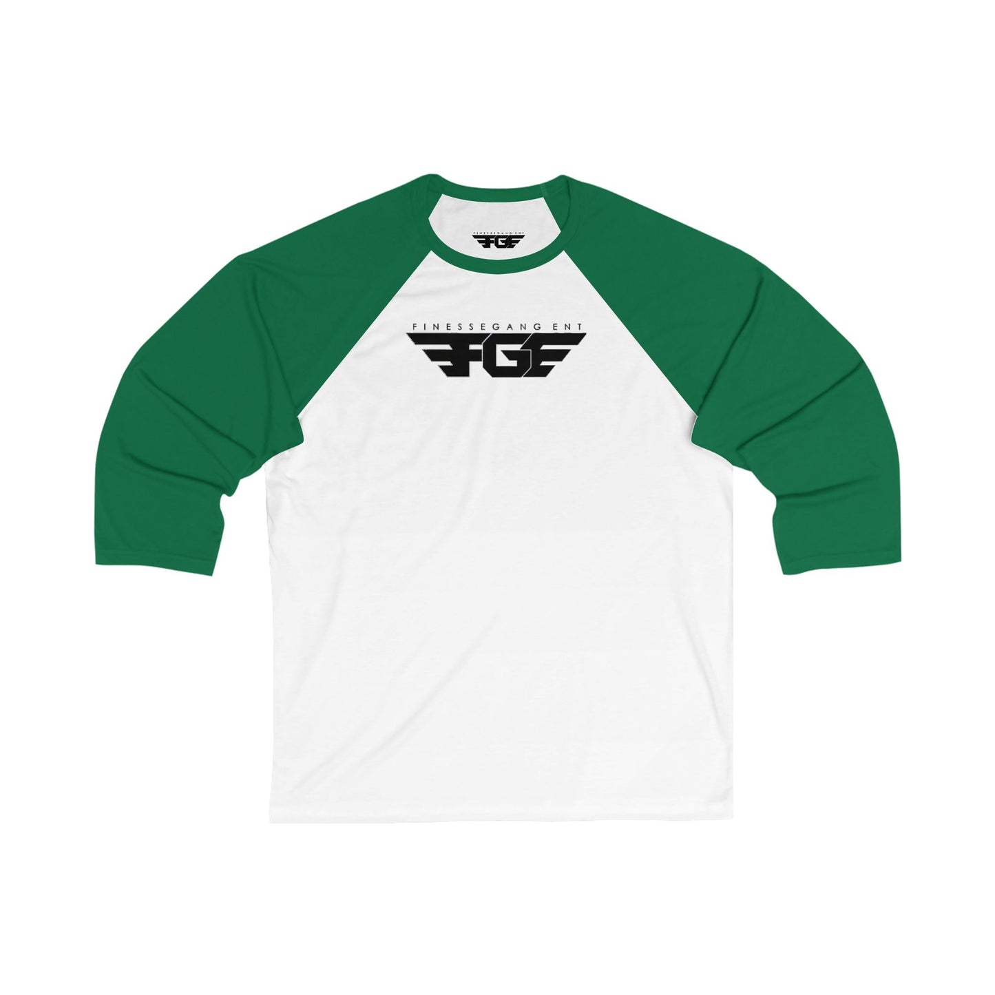 FGE Unisex 3/4 Sleeve Baseball Tee with Bold Graphic Design