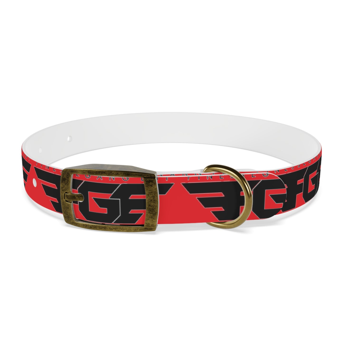 Bold Stylish Dog Collar - Vibrant Red Design with Logos for Trendy Pets