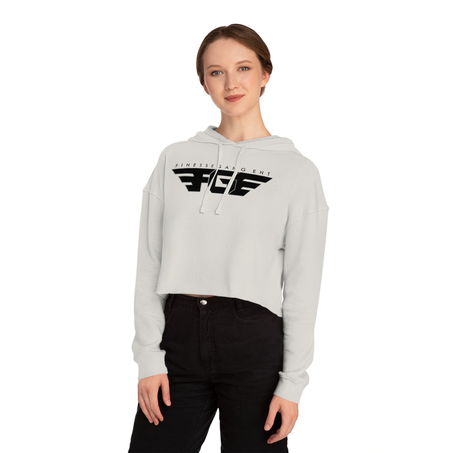 FGE Women’s Cropped Hoodie - Fitness Gang Black Logo Sweatshirt