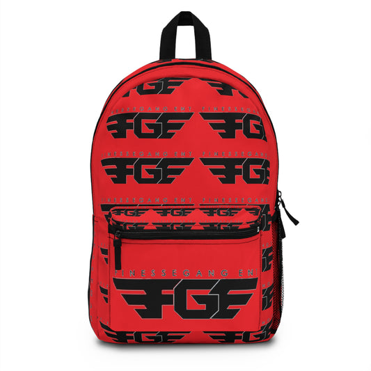 Red FG Logo Backpack — Bold Graphic School & Travel Bag