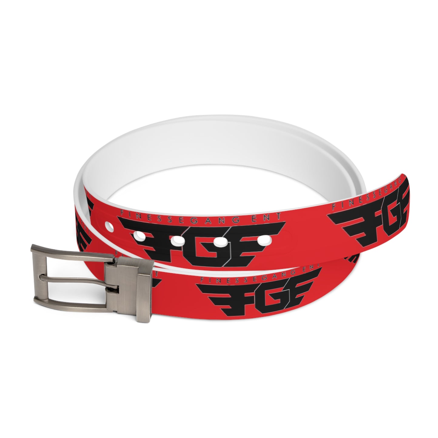 Red FGE Belt — Graphic Streetwear Belt with Bold Black Emblem