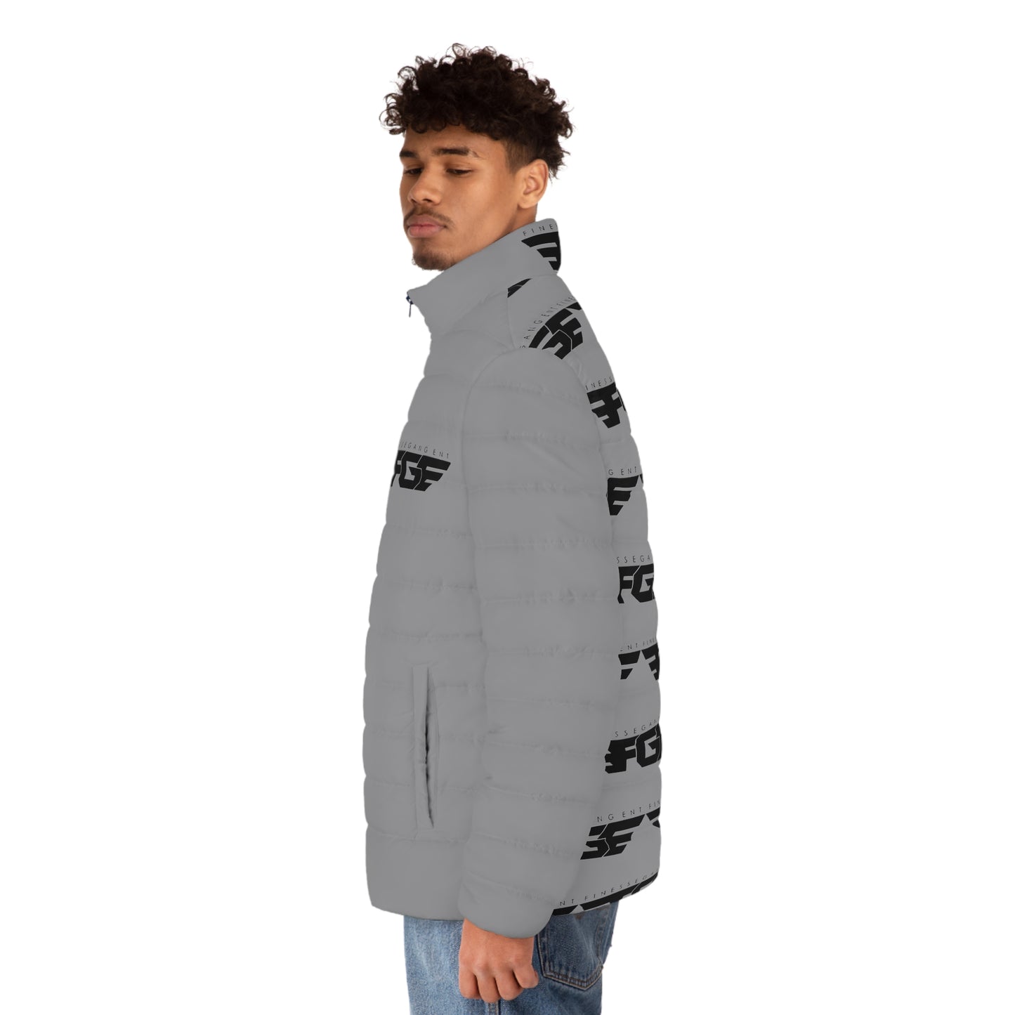 FGE BLACK Puffer Jacket — FGF Logo Streetwear Quilted Coat