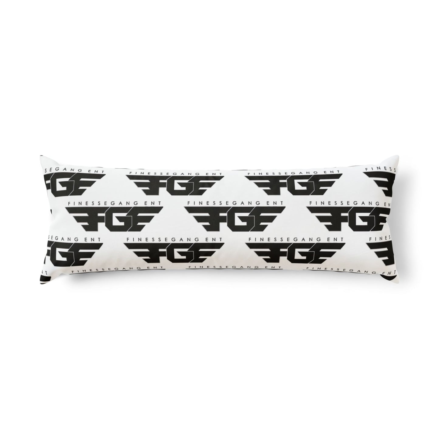 FGE Body Pillow — Monochrome FGF Logo Pattern Long Lumbar Pillow for Lounge & Gaming