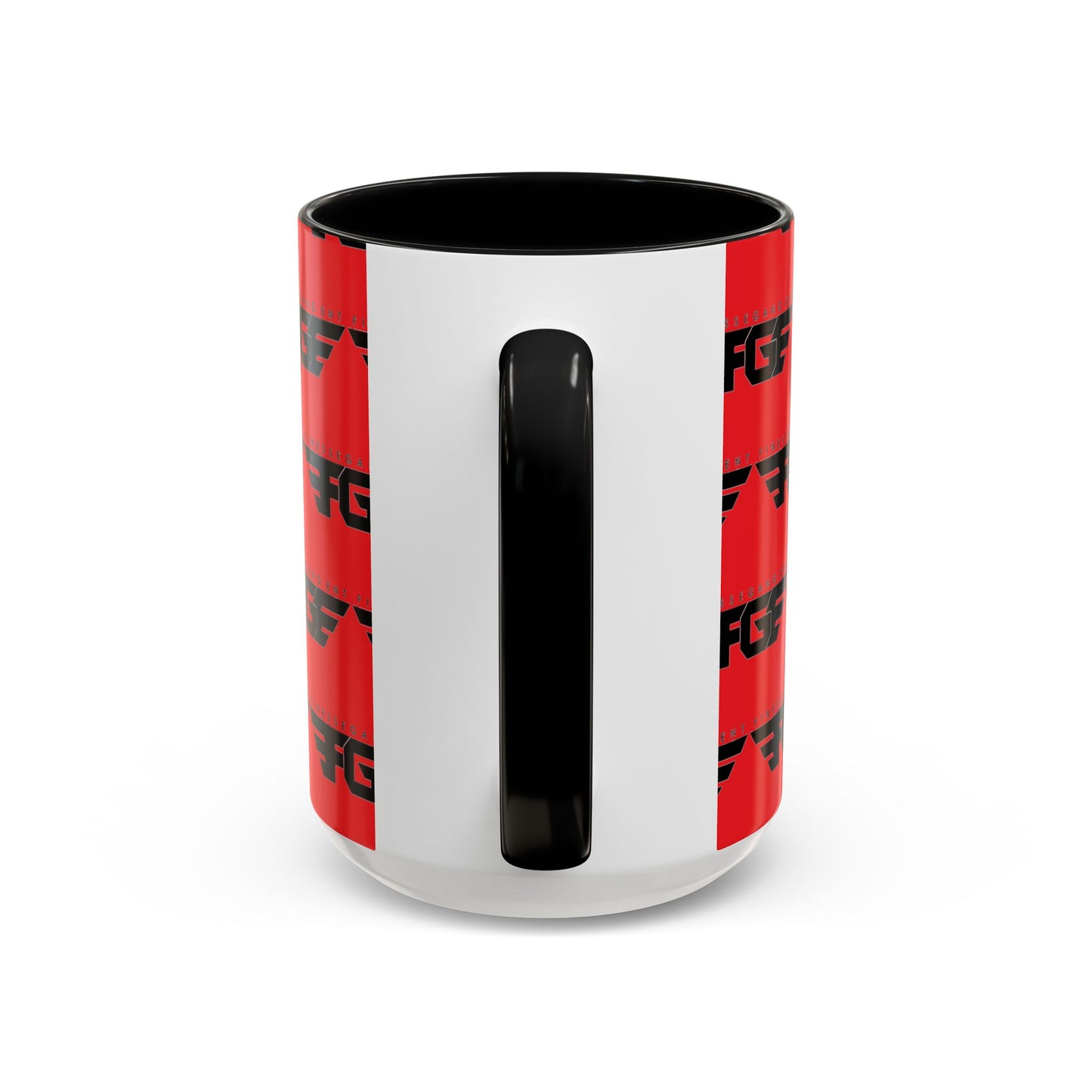 FGE Accent Coffee Mug — Bold Red & Black FGF Logo Pattern (11/15oz)