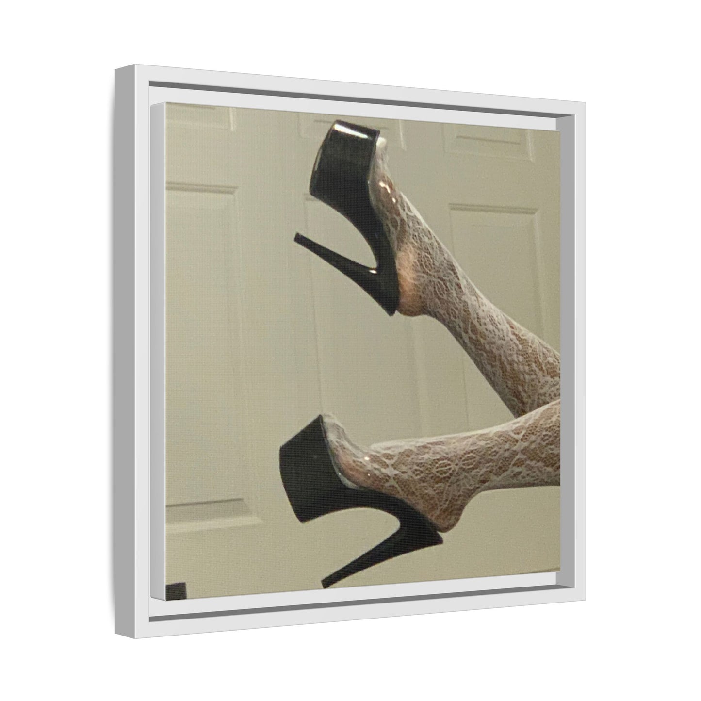 TORRIRAINN Framed Canvas Art - Lace Stockings with Platform Heels