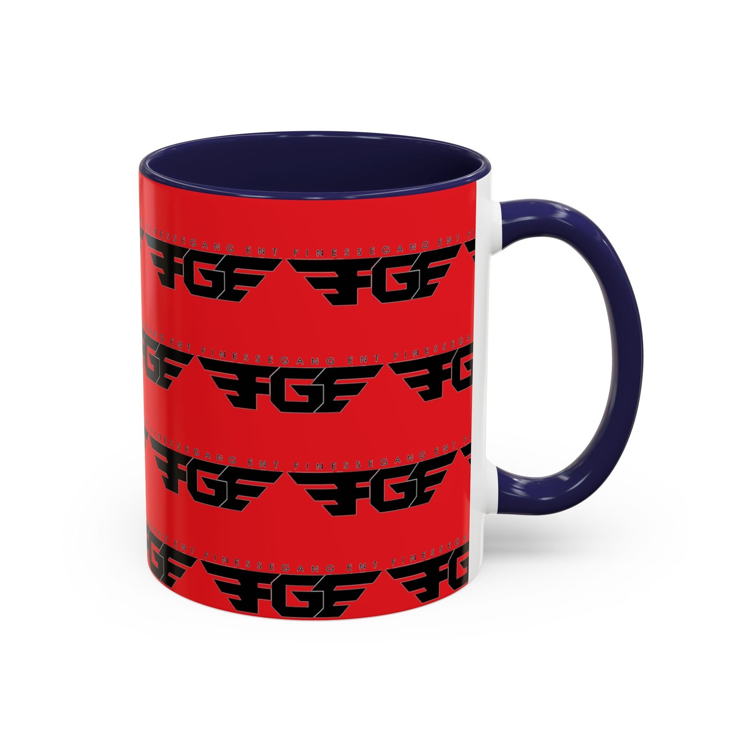 FGE Accent Coffee Mug — Bold Red & Black FGF Logo Pattern (11/15oz)