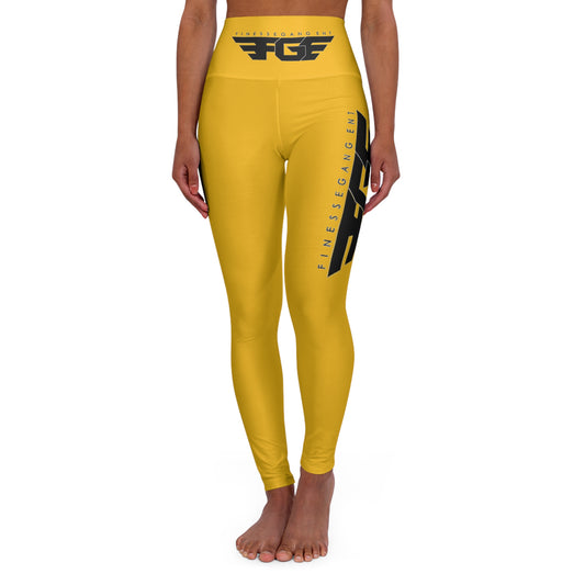 High Waisted FGE YELLOW Yoga Leggings, Fitness Wear, Activewear, Athleisure, Workout Tights, Yoga Pants, Gift for Fitness Enthusiasts