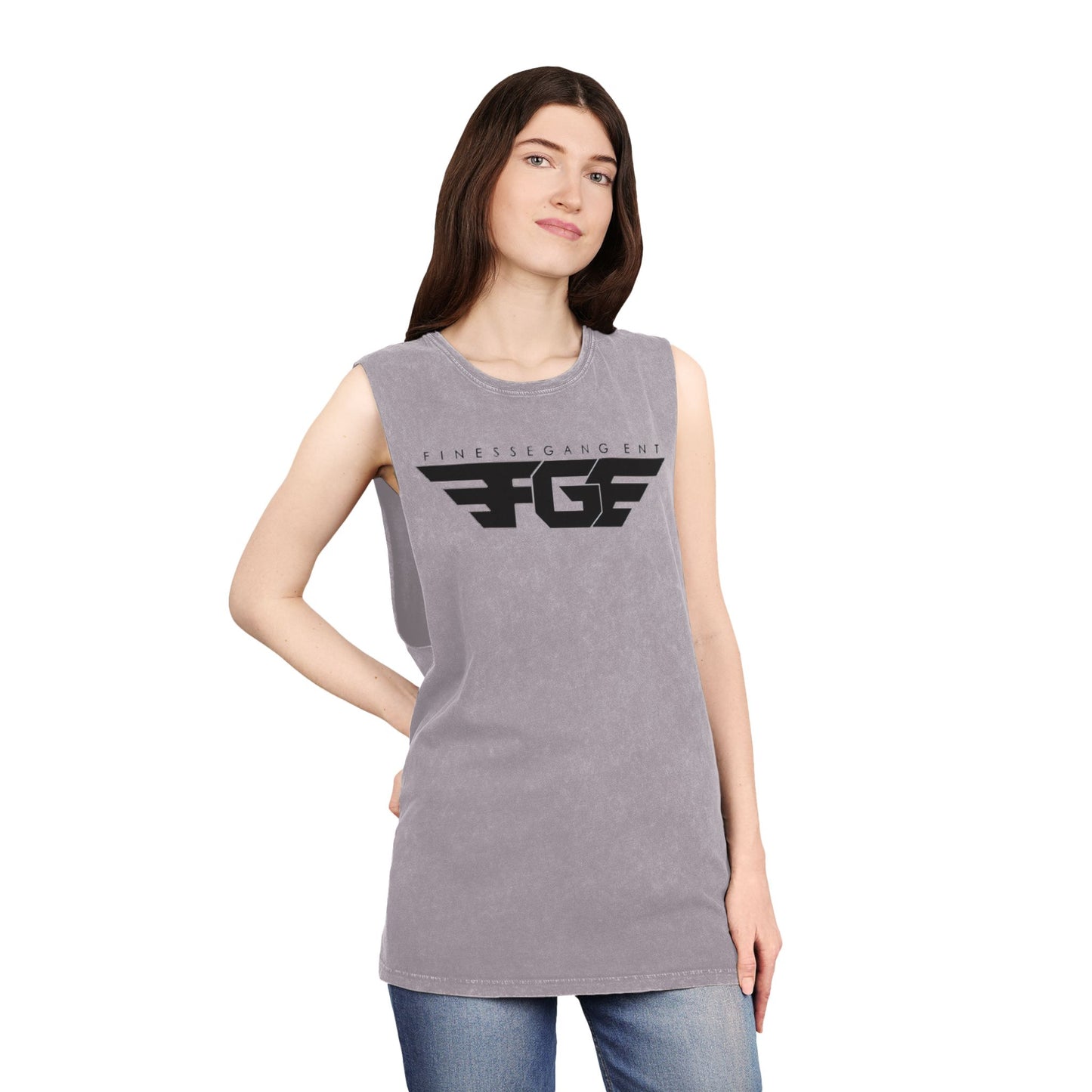 FGE Unisex Stonewash Graphic Tank Top - Retro Vintage Style
