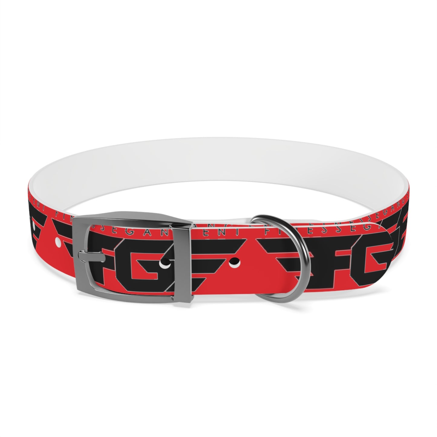 Bold Stylish Dog Collar - Vibrant Red Design with Logos for Trendy Pets