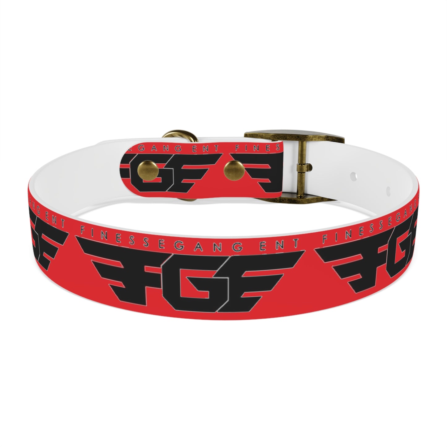 Bold Stylish Dog Collar - Vibrant Red Design with Logos for Trendy Pets