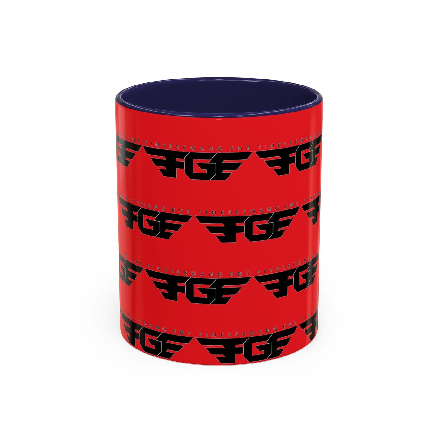 FGE Accent Coffee Mug — Bold Red & Black FGF Logo Pattern (11/15oz)