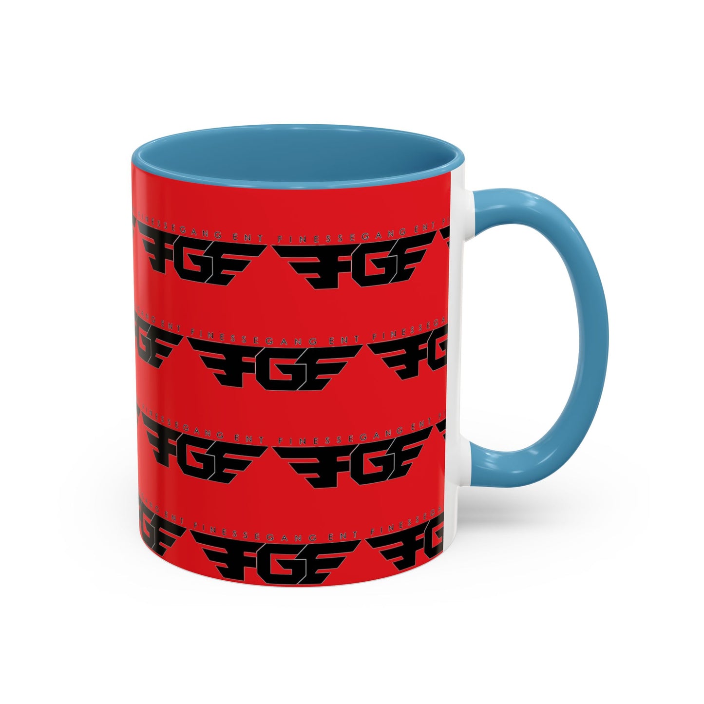 FGE Accent Coffee Mug — Bold Red & Black FGF Logo Pattern (11/15oz)