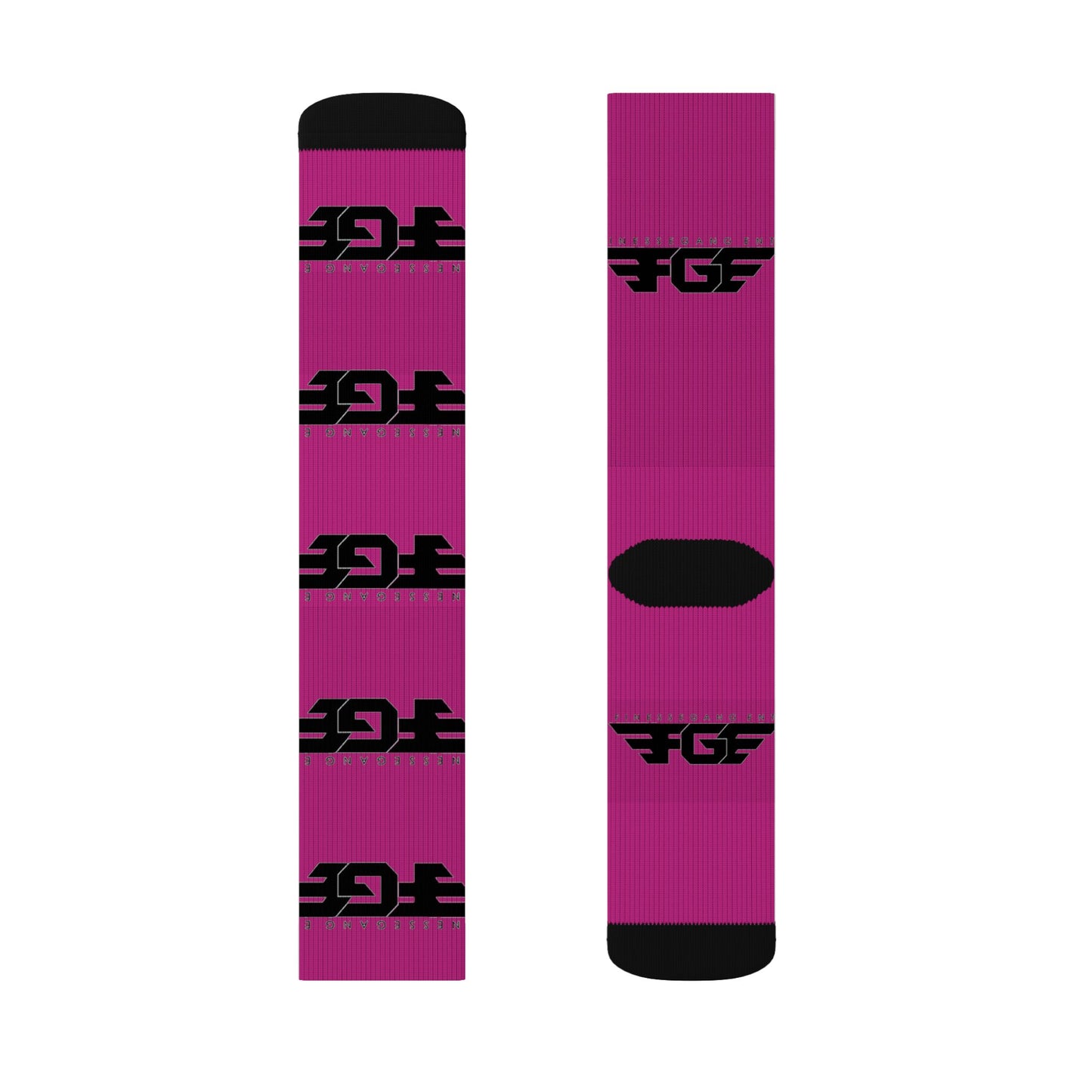 FGE Magenta Logo Sublimation Socks - Bold Branded Crew Socks