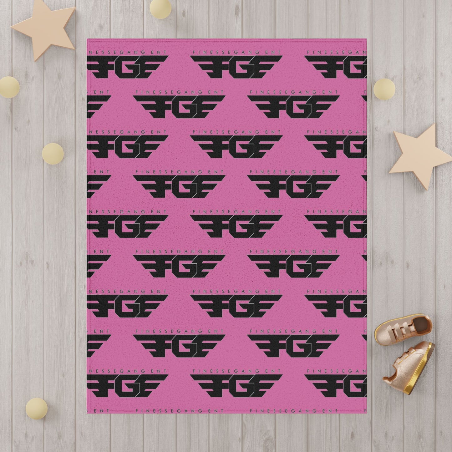 FGE Toddler Blanket — Monochrome Winged Logo Pattern Cozy Baby Throw