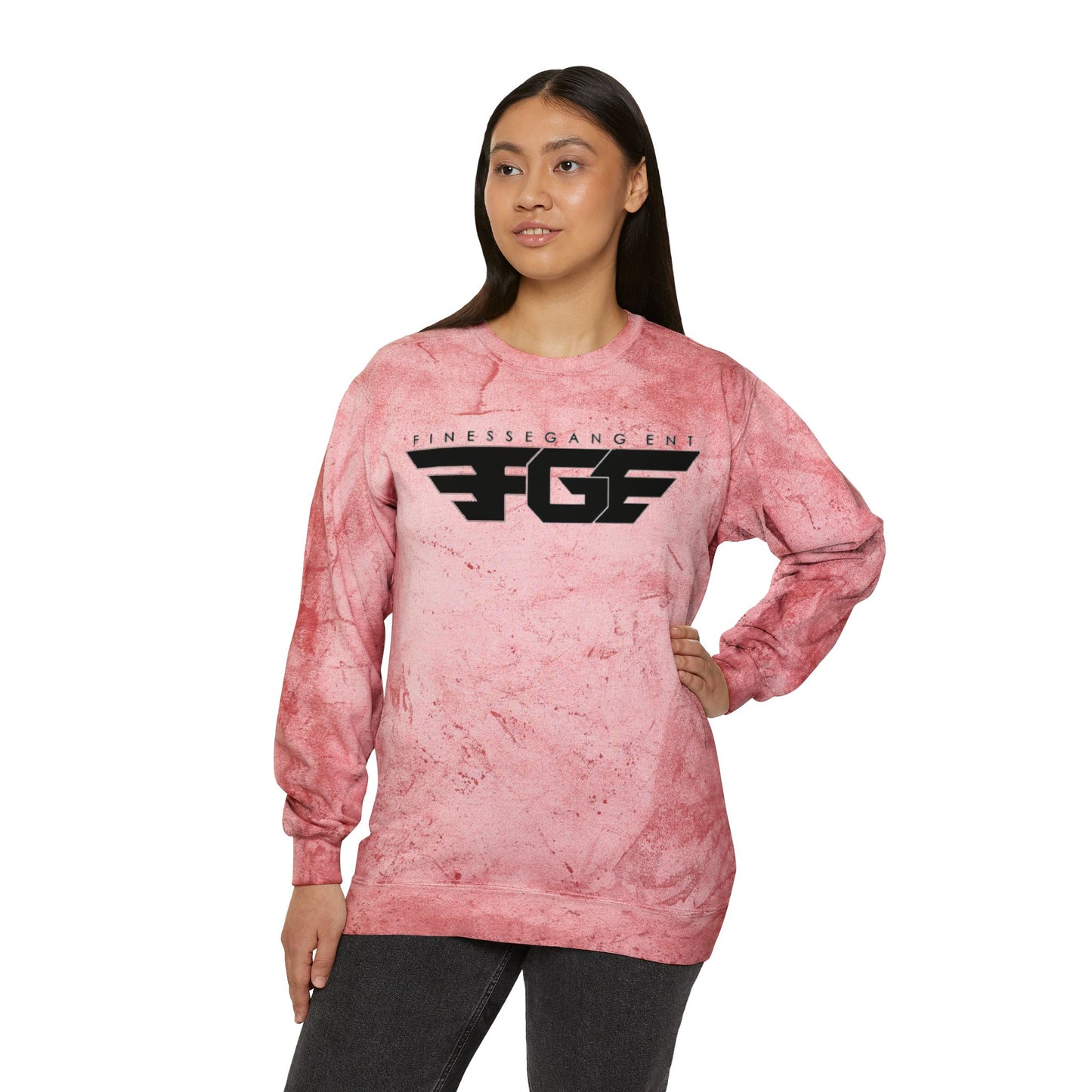 FGE Unisex Marble Color Blast Crewneck Sweatshirt - Trendy Streetwear for Everyday Comfort