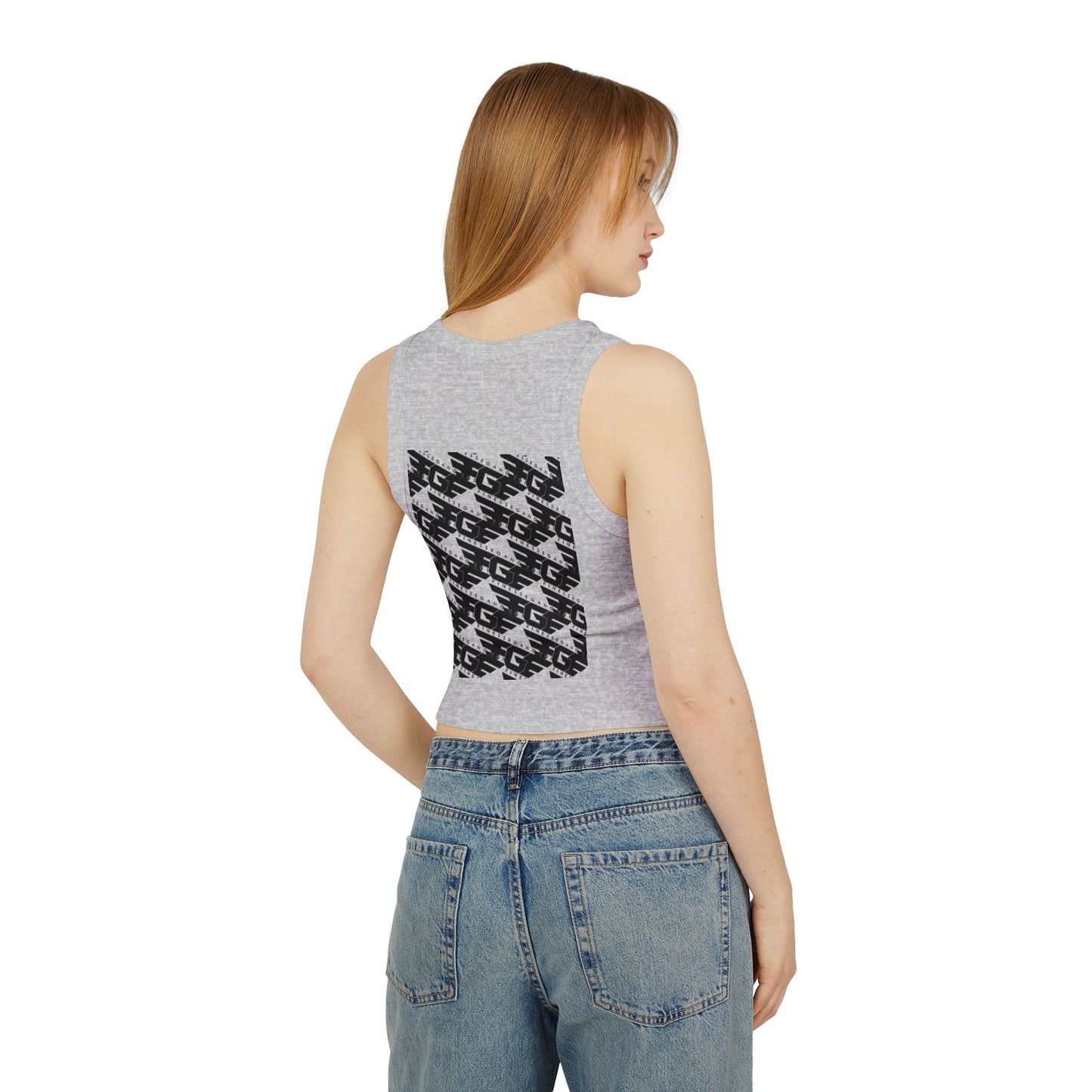 FGE Women’s Micro Rib Racer Tank Top - Finessé Agent Graphic Tee for Casual Style