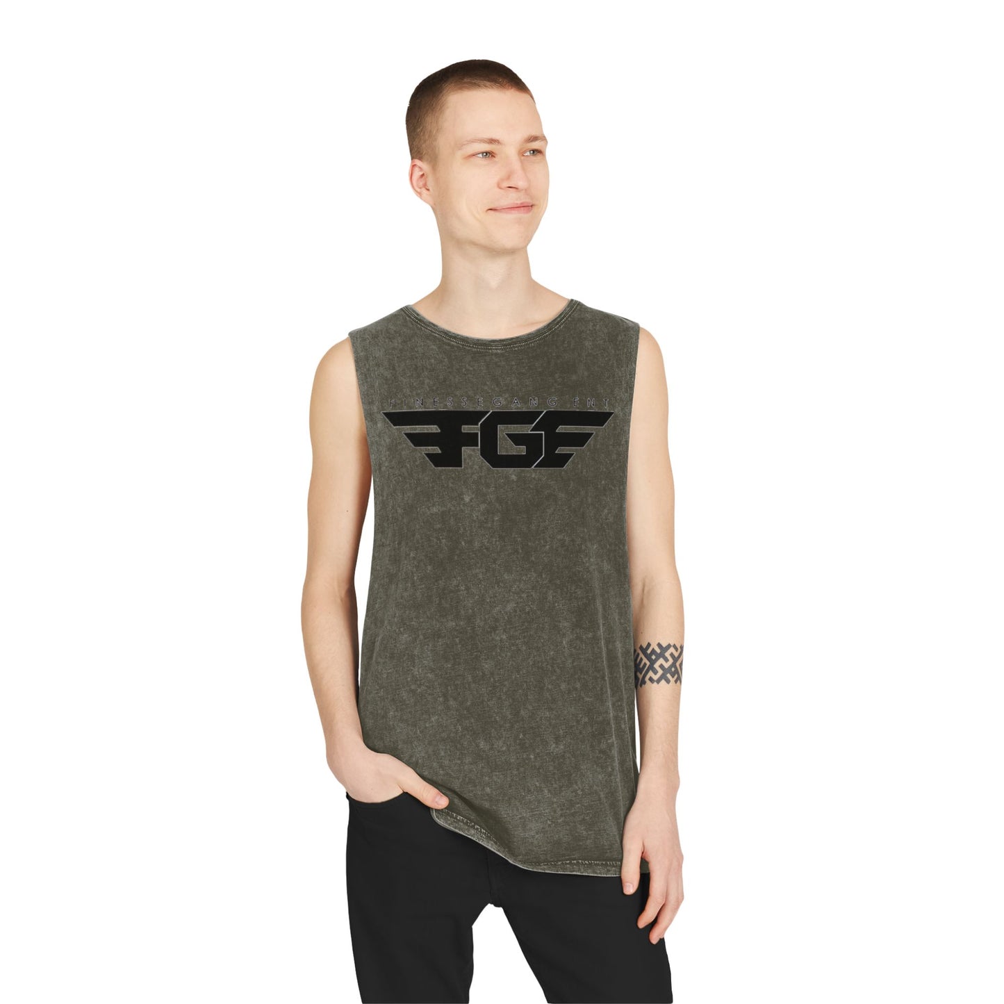 FGE Unisex Stonewash Graphic Tank Top - Retro Vintage Style