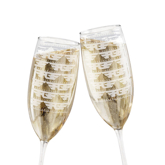 FGE Engraved 8oz Champagne Flute — Mountain Skyline Pattern