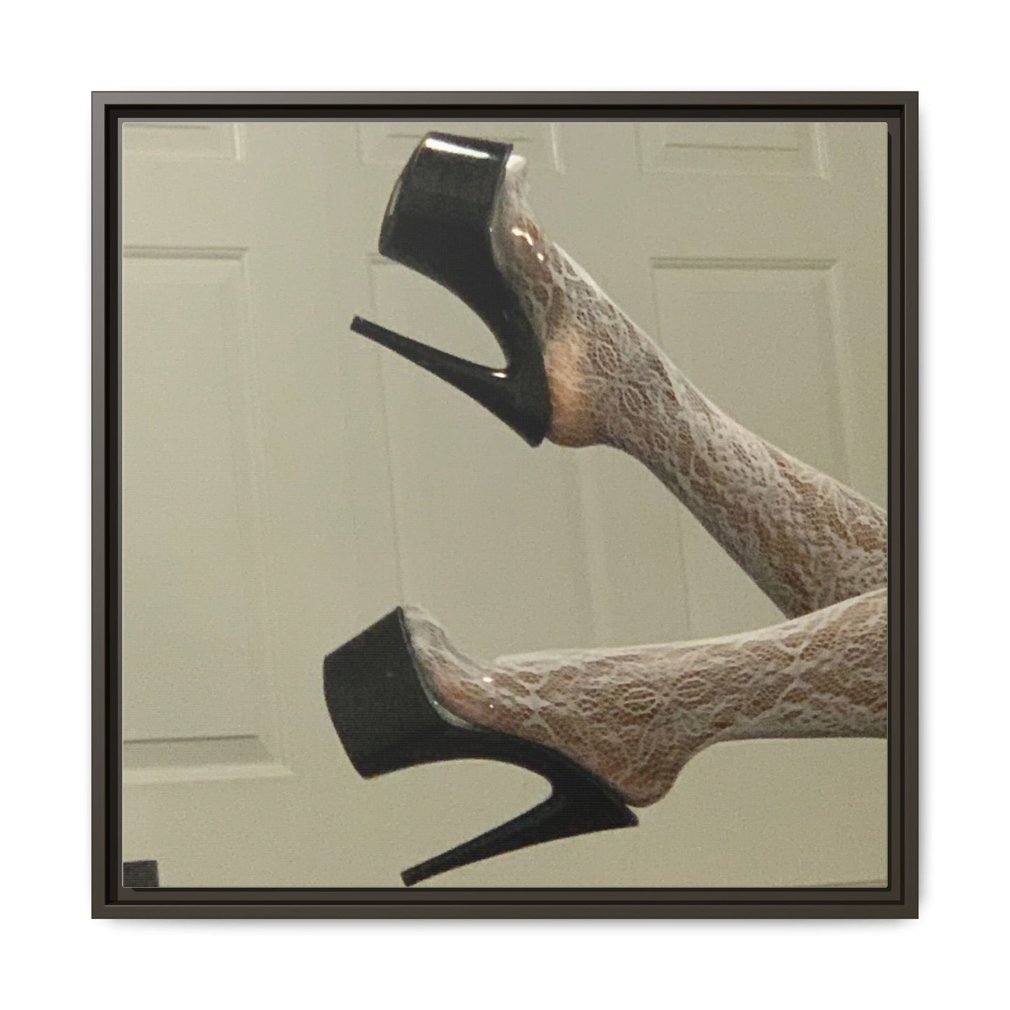 TORRIRAINN Framed Canvas Art - Lace Stockings with Platform Heels