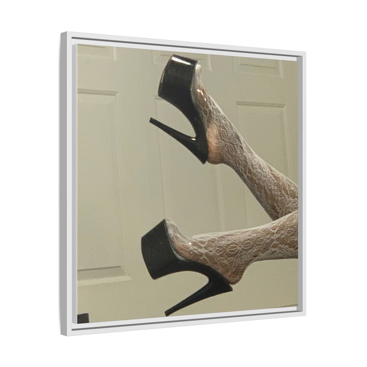 TORRIRAINN Framed Canvas Art - Lace Stockings with Platform Heels