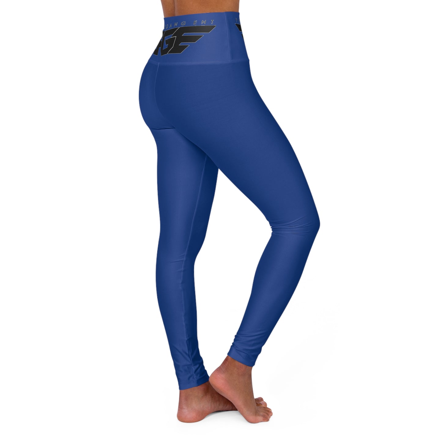 BLUE FGE High-Waist 'Finesse Gang' Yoga Leggings – White AOP Athletic Tights