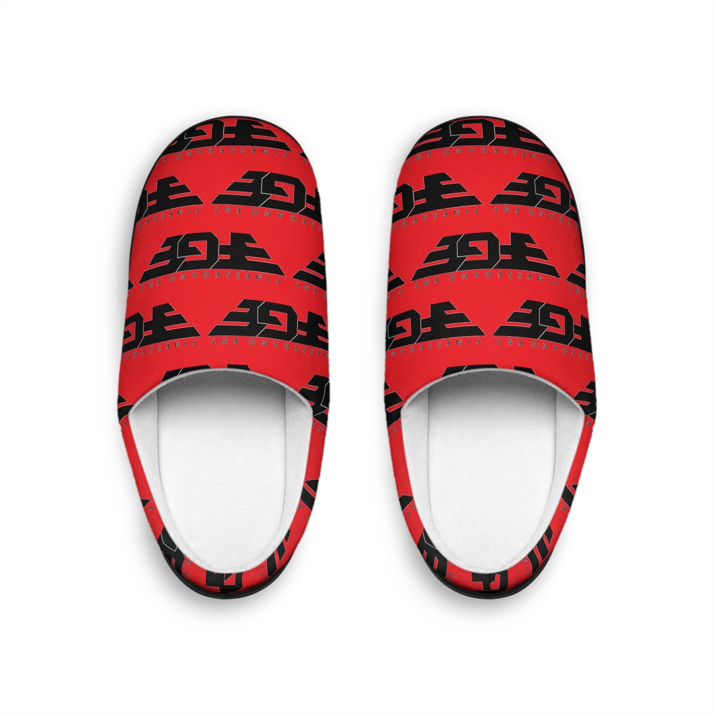 WOMAN's Red FGE Black Logo Pattern Cozy House Shoes
