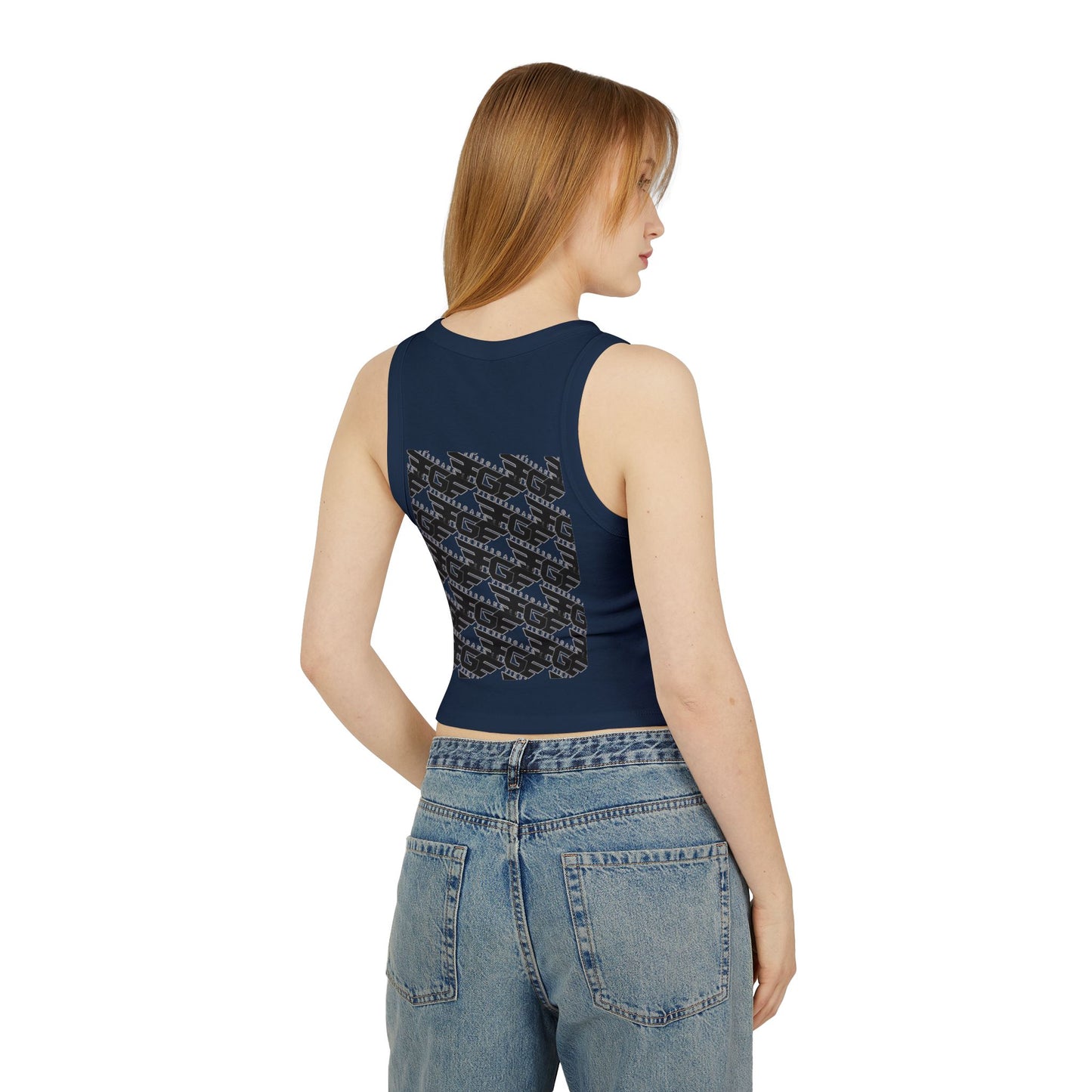 FGE Women’s Micro Rib Racer Tank Top - Finessé Agent Graphic Tee for Casual Style