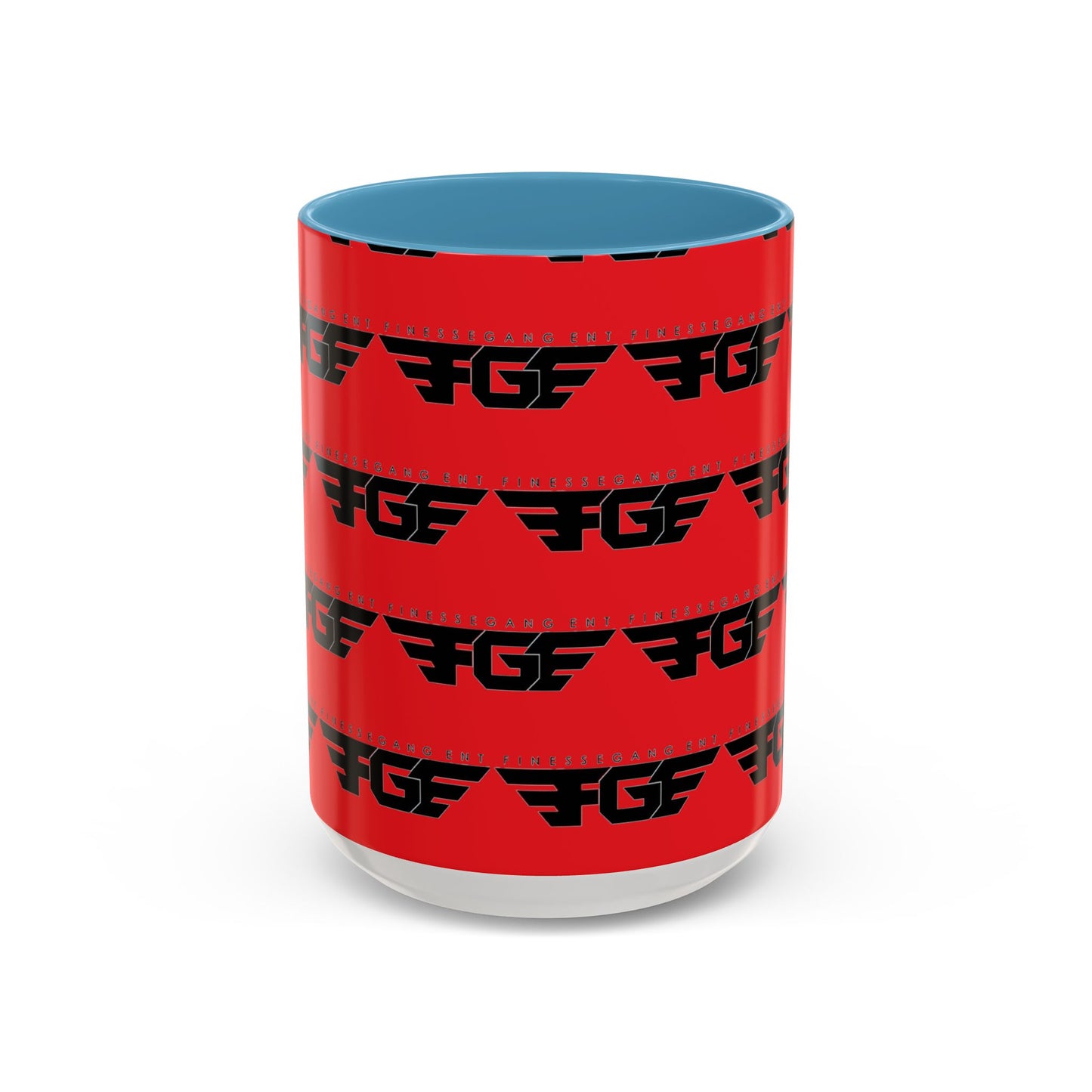 FGE Accent Coffee Mug — Bold Red & Black FGF Logo Pattern (11/15oz)