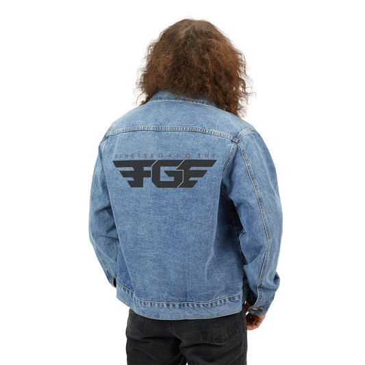 Stylish Men's Denim Jacket with Graphic FGE Back Design