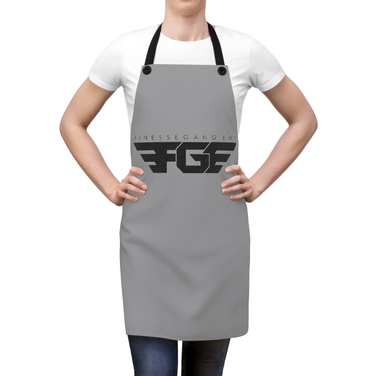 Finesse Gang FGE Logo Apron — Gray Chef & Grill Apron
