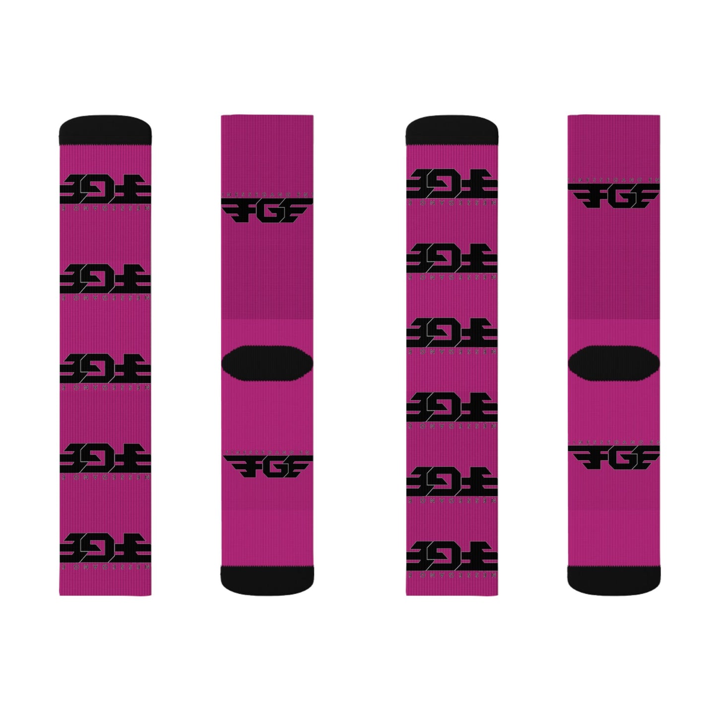 FGE Magenta Logo Sublimation Socks - Bold Branded Crew Socks