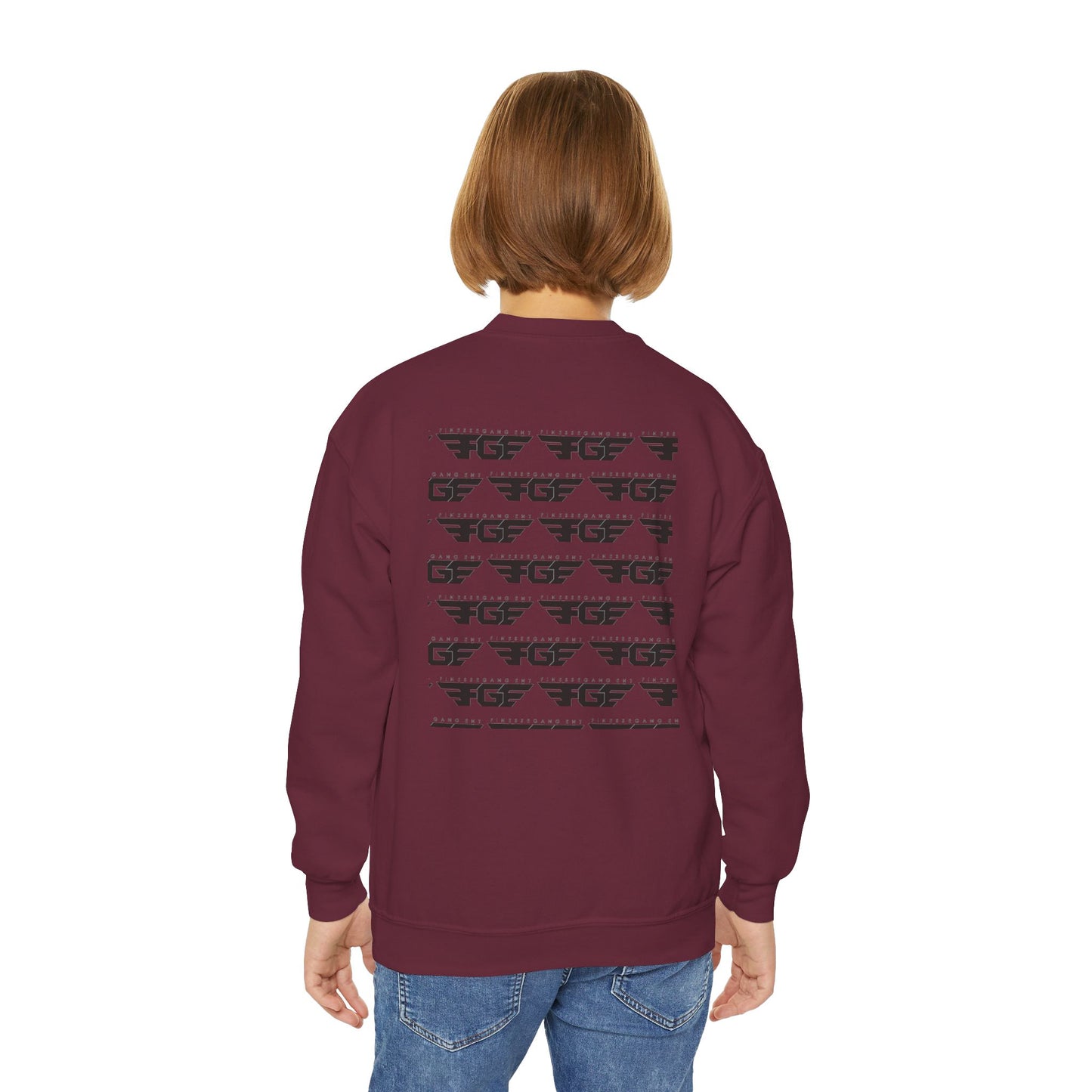 FGE Youth Crewneck Sweatshirt - Retro Flight Wing Logo Graphic
