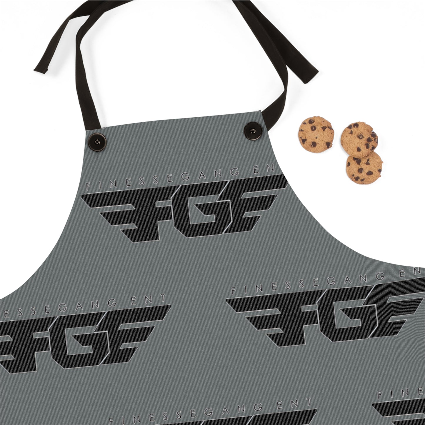 Apron — Grey Industrial 'FGF' Wing Logo Pattern Cooking Apron