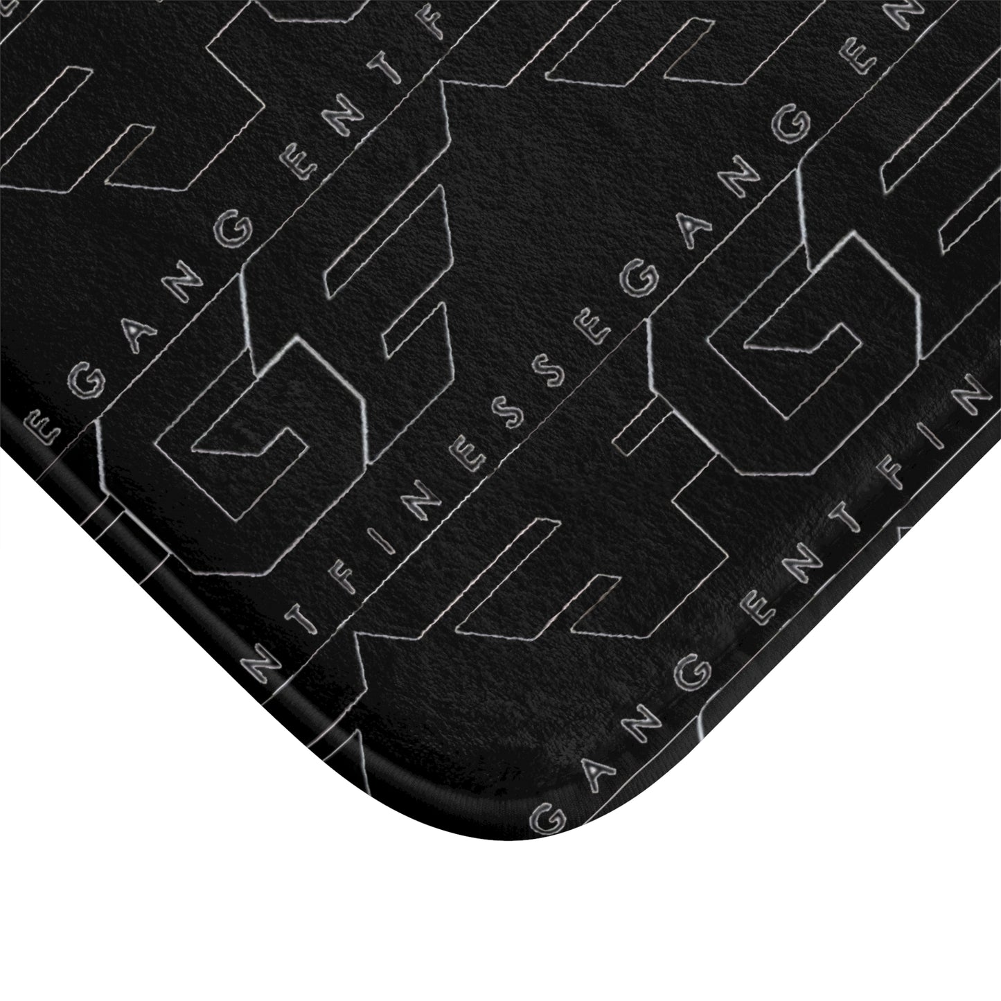 FGE Black Logo Pattern Bath Mat — Sleek Gym & Fitness Entrance Rug