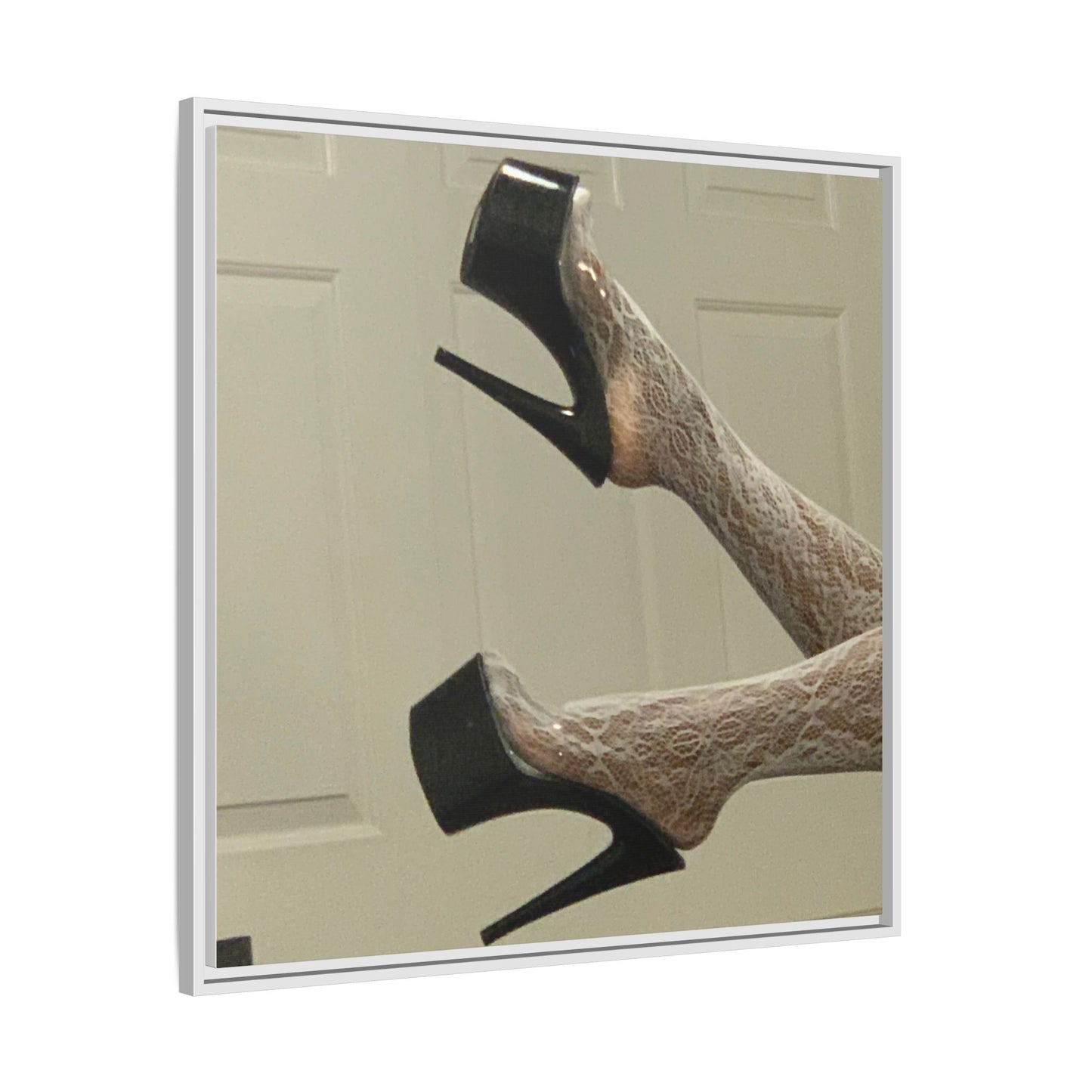 TORRIRAINN Framed Canvas Art - Lace Stockings with Platform Heels