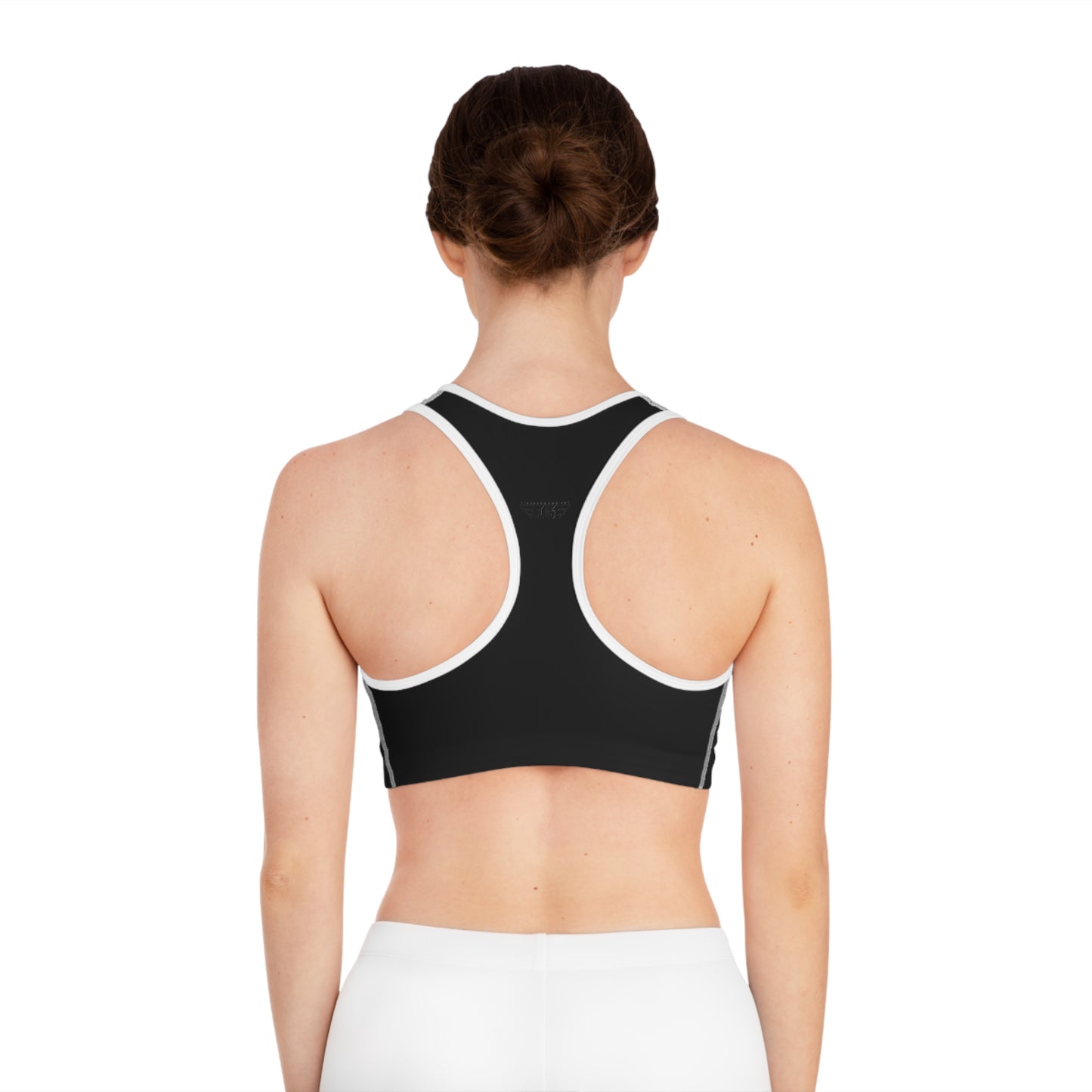 BLACK FinesseGang Logo Sports Bra — Black Athletic Crop Top