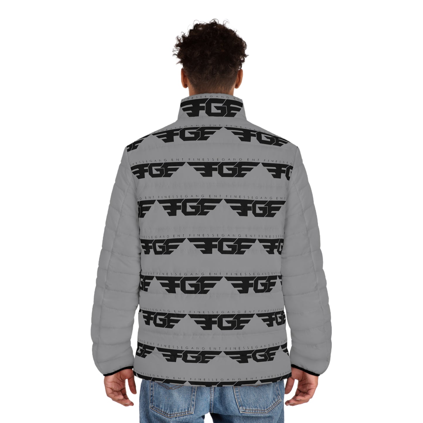 FGE BLACK Puffer Jacket — FGF Logo Streetwear Quilted Coat